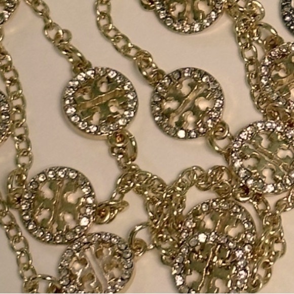 Tory Burch gold crystal pave triple strand bracelet - Picture 6 of 7